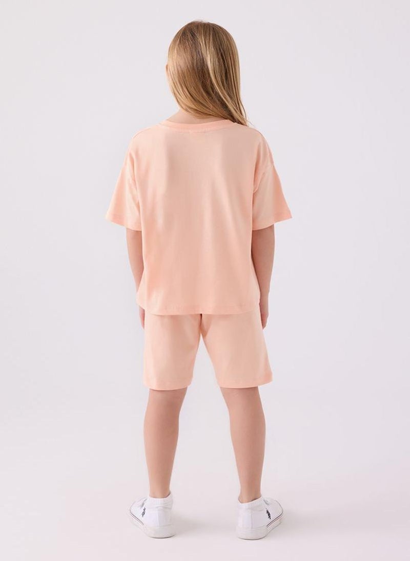 U.S. Polo Assn. U.S. Polo Assn. Girls Orange Bermuda Set  - Image 5