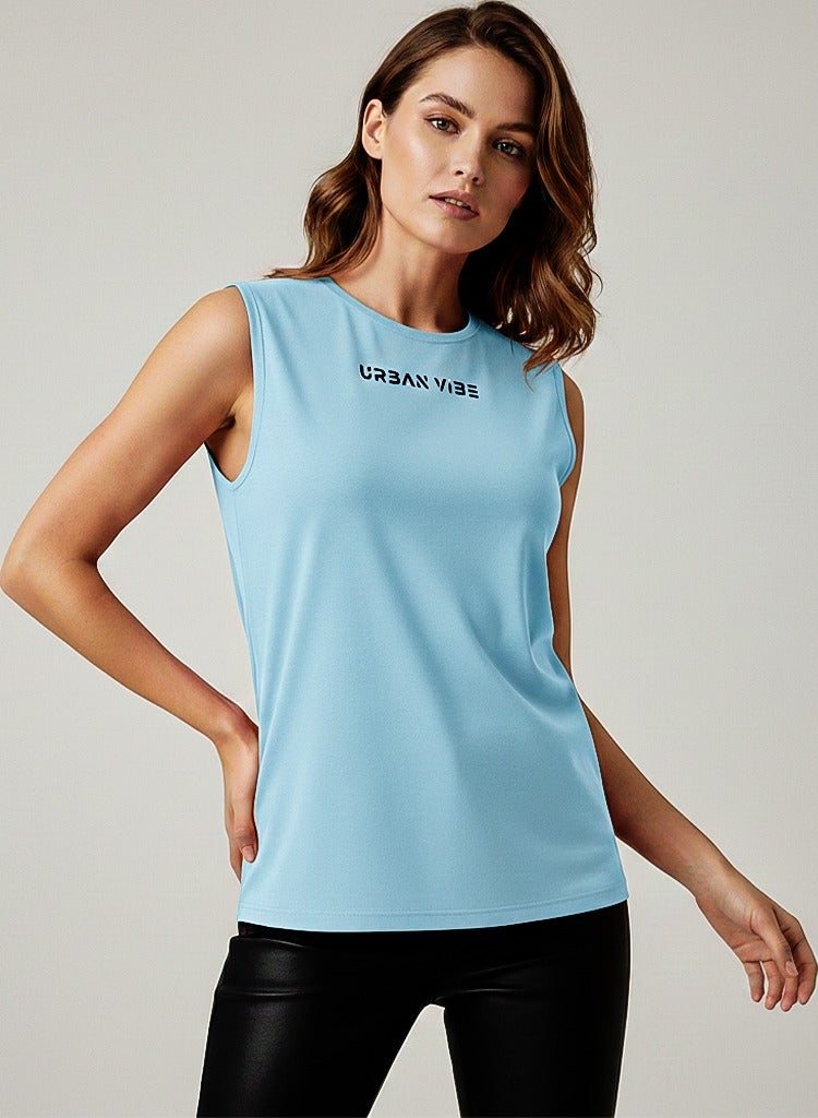 Selecta Now Ladies Sleeveless Cotton Sky Blue T-Shirt Breathable Tank Top Soft Stretchable Women’s T Shirt Ideal for Hot Climate - Image 2