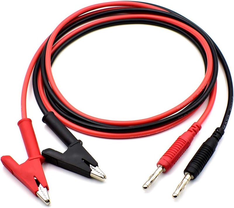 زينيو 2 قطعة من سلك اختبار موصل الموز 4 مم إلى مشبك التمساح، مجموعة كابلات 14AWG للمقياس المتعدد وراسم الذبذبات، طول 3 أقدام - Image 1