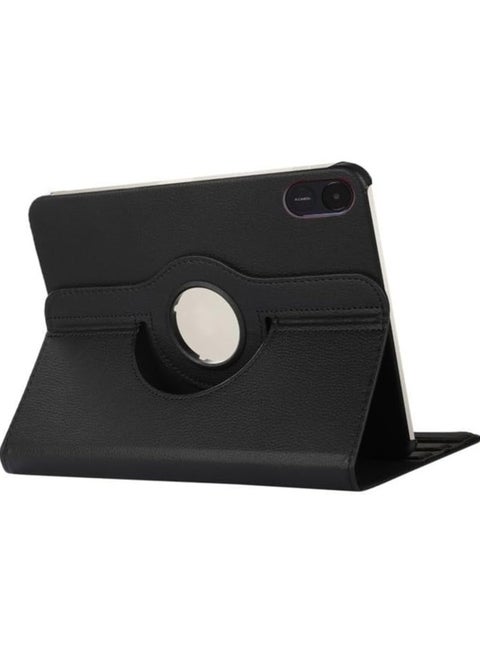 Compatible with Honor Pad X8a 11 inch (2024) Tablet PU Leather Cover Sleep Wake Function 360 Rotating Stand Protective Shell For Honor Pad X8a 11" (Black)