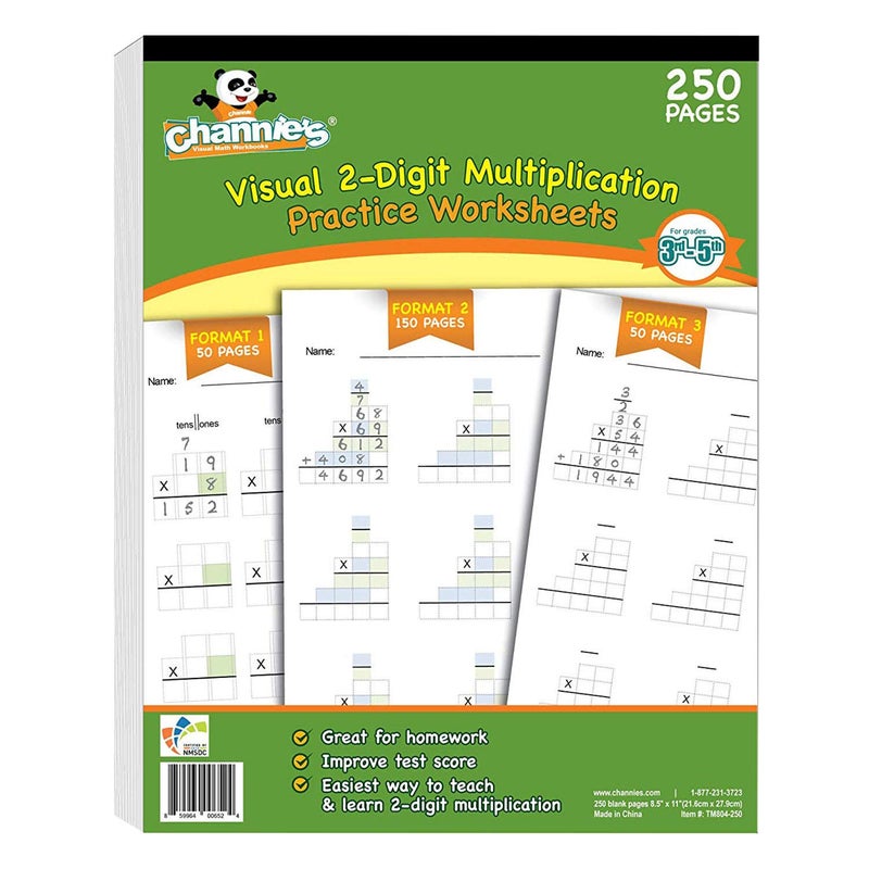 Channie's Channieâ€™s One Page A Day Double Digit Multiplication Math Practice Blank Template, 250 Loose Pages Ream, Grades 3rd, 4th, and 5th, Size 8.5â€ x 11â€ - Image 1