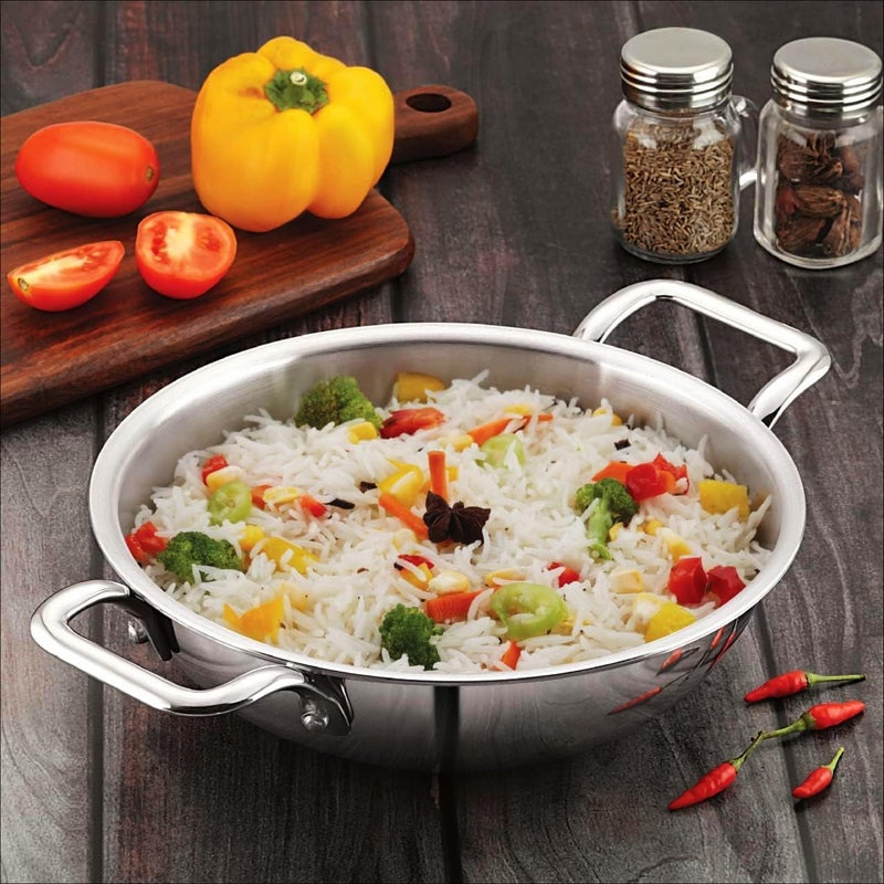 FLIXBLOOM FLIXBLOOM Chef TriPlus Stainless Steel Kitchen Cookware Triply Kadai Induction Base Kadhai Gas Stovetop Friendly Utensil 25 Litre  - Image 5