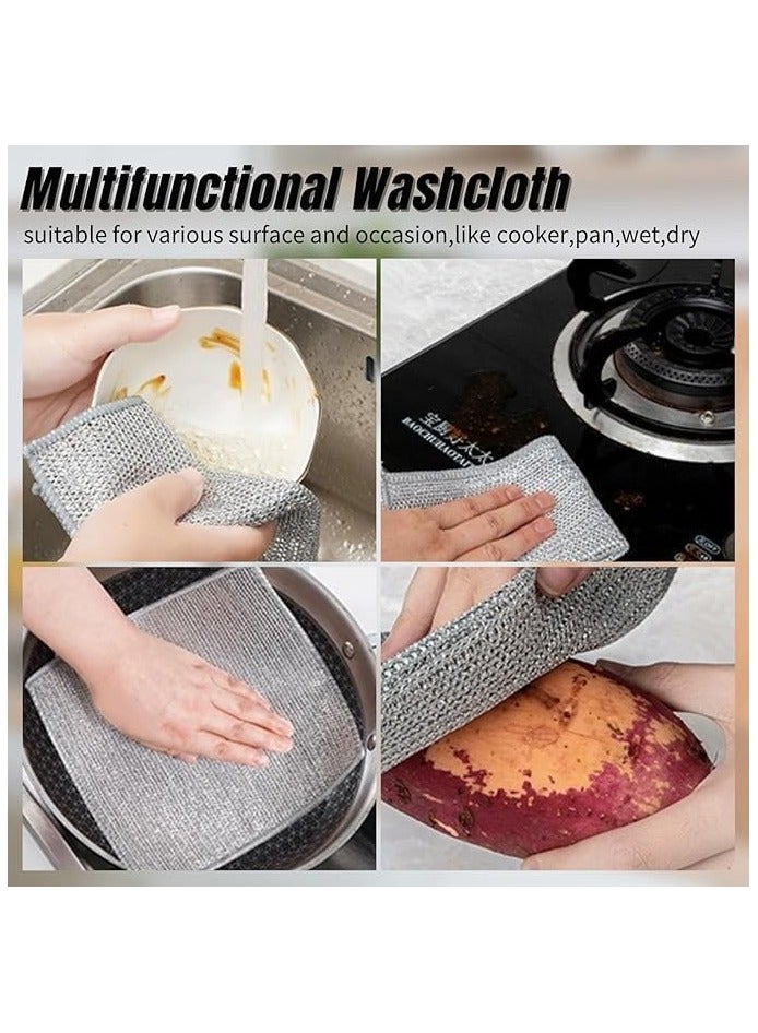 Multifunctional Wire Dish Scrubber Non Scratch, Steel Wire Dish Cleaning Towel, Multipurpose Wire Cloth for Wet and Dry Cleaning, Scrubbing and Cleaning Dishes, Drains, Stove Tops(4) - Image 4