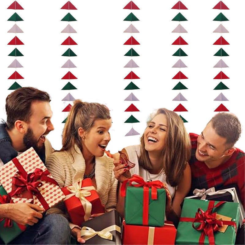 CANVASS Christmas Party Tree Decoration -125 cm (Pack of 4) Red White Green Festive Party Garland Bunting New Year - Image 3
