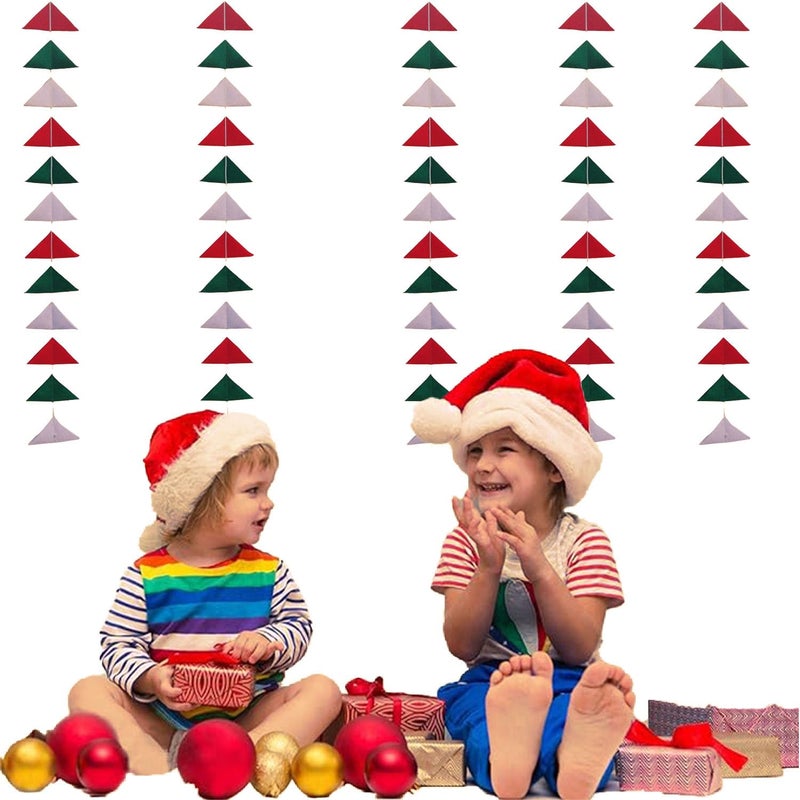 CANVASS Christmas Party Tree Decoration -125 cm (Pack of 4) Red White Green Festive Party Garland Bunting New Year - Image 1