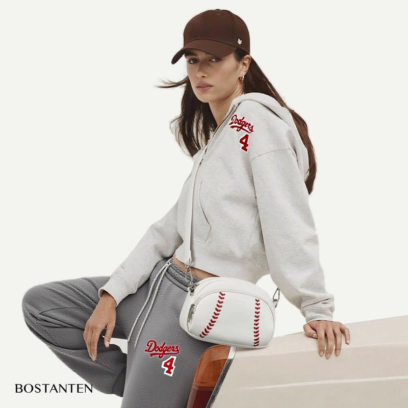 BOSTANTEN Baseball Crossbody Purses for Sport Mom Small Shoulder Bag Vegan Leather Women Handbags for Events - Image 2