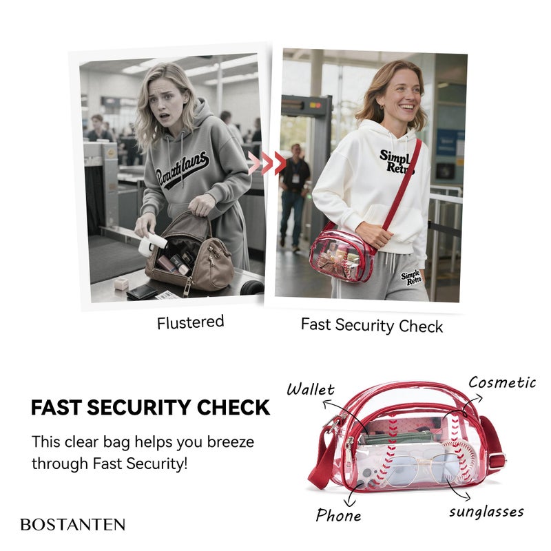 BOSTANTEN Baseball Crossbody Purses for Sport Mom Small Shoulder Bag Vegan Leather Women Handbags for Events - Image 4
