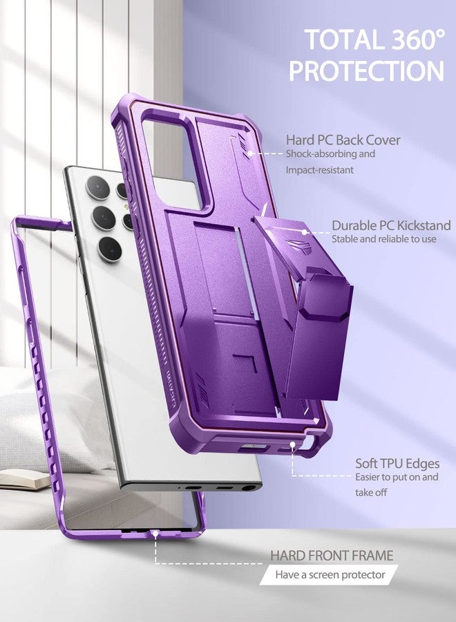 Dexnor for Samsung Galaxy S22 Ultra Case, [Built in Screen Protector and Kickstand] Heavy Duty Military Grade Protection Shockproof Protective Cover for Samsung Galaxy S22 Ultra 5G,Pruple Purple - Image 5