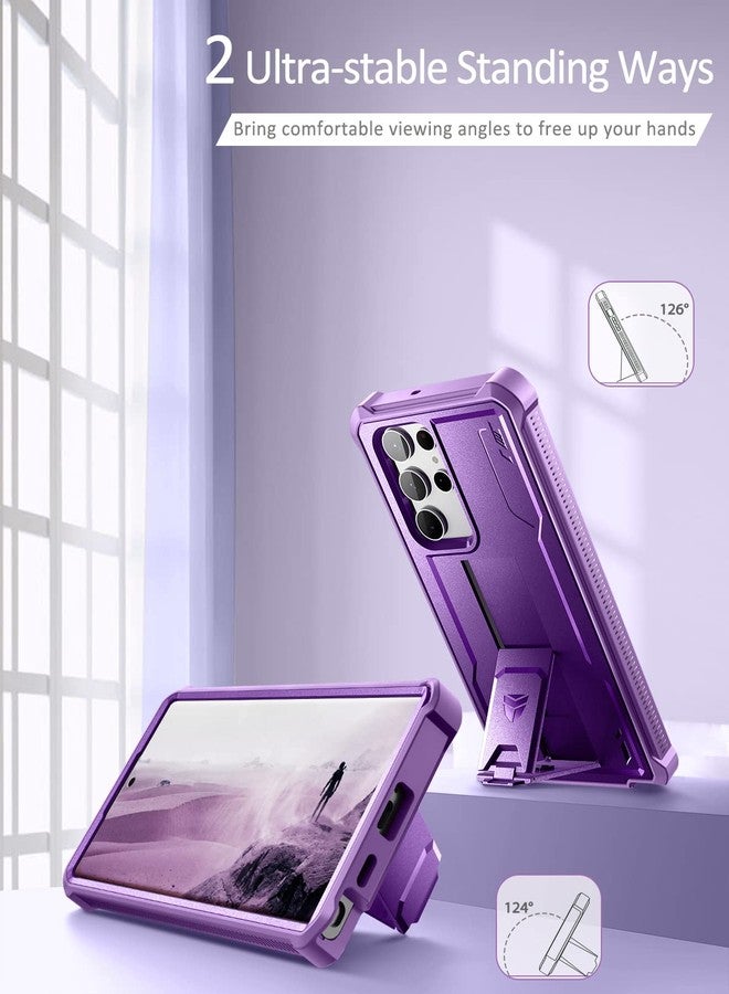 Dexnor for Samsung Galaxy S22 Ultra Case, [Built in Screen Protector and Kickstand] Heavy Duty Military Grade Protection Shockproof Protective Cover for Samsung Galaxy S22 Ultra 5G,Pruple Purple - Image 3