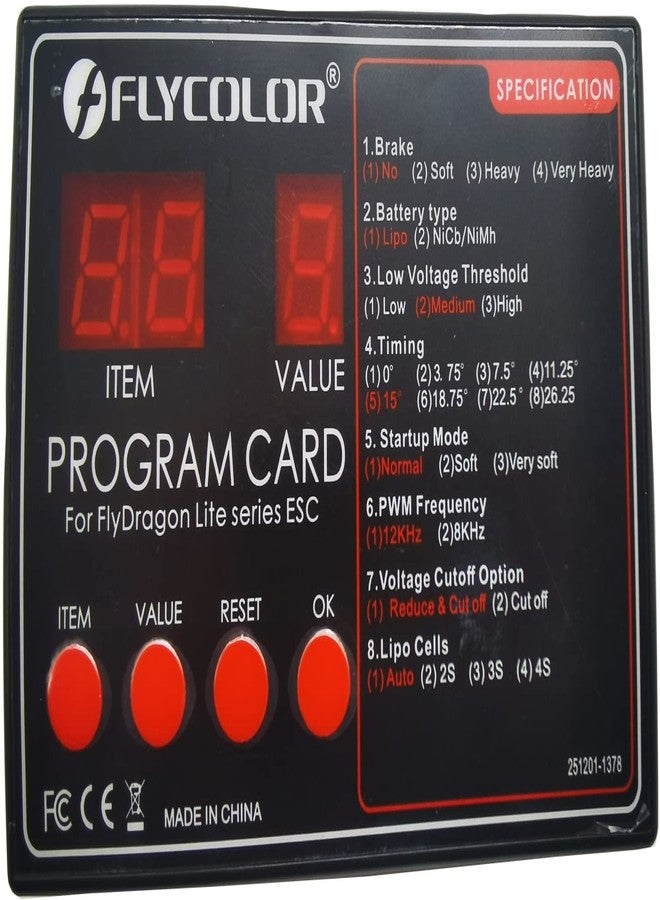 FLYCOLOR Programming Card for FlyDragon Lite Series ESC (30A/40A/50A/60A/80A/120A) - Image 1