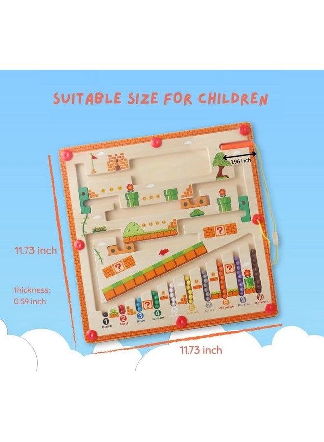 Voroly Wooden Magnetic Maze Board Super Mario Theme Color Matching Learning Counting Puzzle Board Toddler Fine Motor Skills Toys for Boys Girls 3 4 5 Years Old - Image 5