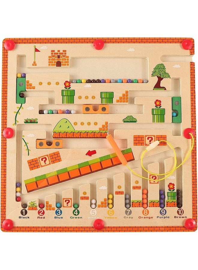 Voroly Wooden Magnetic Maze Board Super Mario Theme Color Matching Learning Counting Puzzle Board Toddler Fine Motor Skills Toys for Boys Girls 3 4 5 Years Old - Image 1