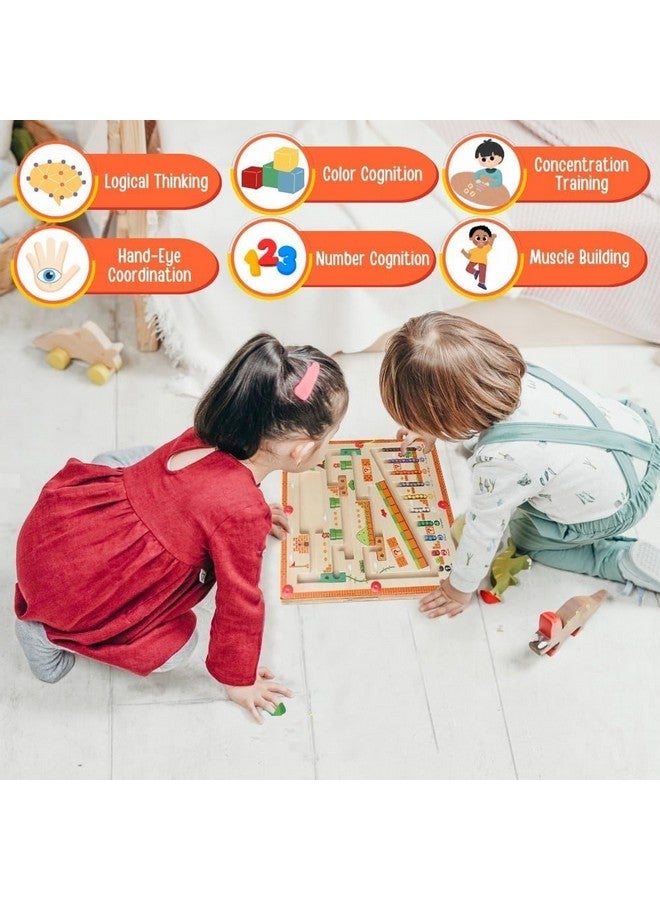 Voroly Wooden Magnetic Maze Board Super Mario Theme Color Matching Learning Counting Puzzle Board Toddler Fine Motor Skills Toys for Boys Girls 3 4 5 Years Old - Image 2