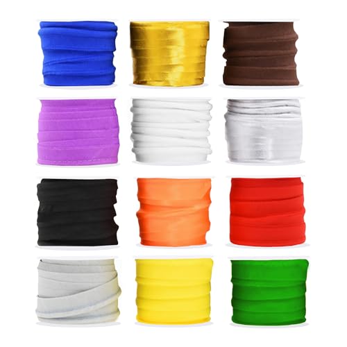 Mandala Crafts 12 Assorted Colors Maxi Piping Bias Tape with Welting Cord  12 Inch Upholstery Piping Trim for Sewing Cushions Slipcovers and DIY Decor  5 x 12 Yards Lip Cord Trim