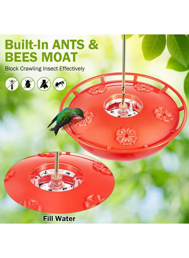 Enhon 15.5 OZ Hanging Hummingbird Feeders for Outdoors with Rain Guard, Leak Proof Saucer Humming Bird Feeders with Ant Moat, 5 Flower Feeding Ports and Cleaning Brush for Garden Yard Patio (1 Pack) - Image 2