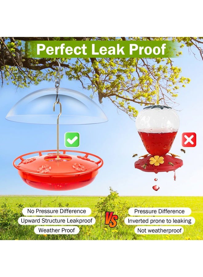 Enhon 15.5 OZ Hanging Hummingbird Feeders for Outdoors with Rain Guard, Leak Proof Saucer Humming Bird Feeders with Ant Moat, 5 Flower Feeding Ports and Cleaning Brush for Garden Yard Patio (1 Pack) - Image 5