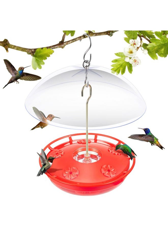 Enhon 15.5 OZ Hanging Hummingbird Feeders for Outdoors with Rain Guard, Leak Proof Saucer Humming Bird Feeders with Ant Moat, 5 Flower Feeding Ports and Cleaning Brush for Garden Yard Patio (1 Pack) - Image 1