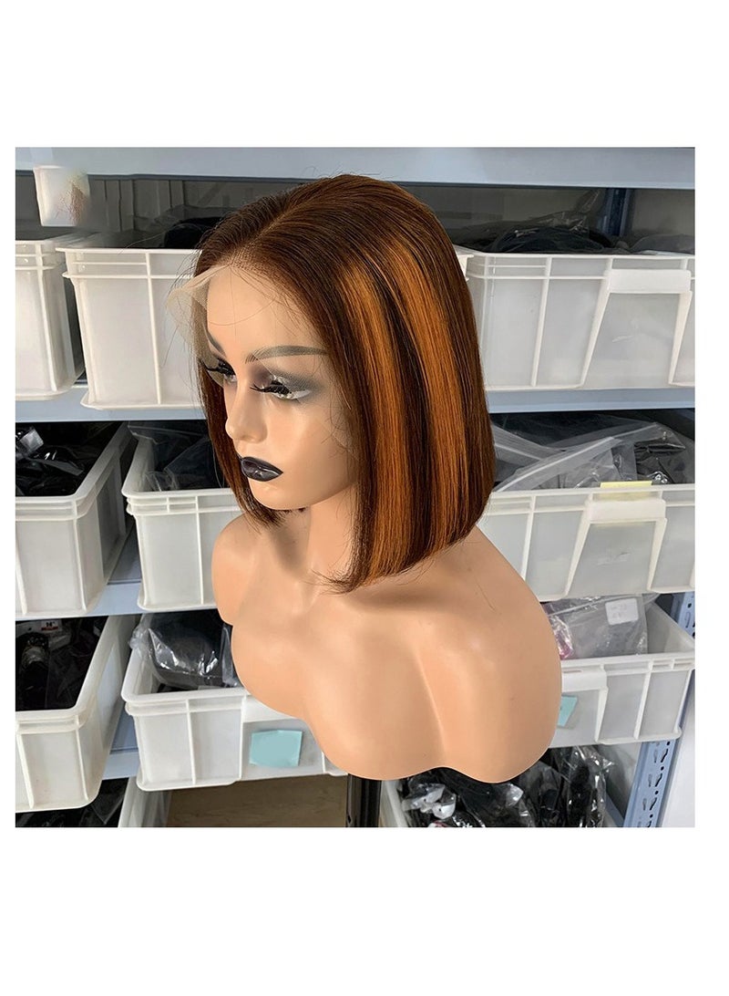 إستيل باروكة قصيرة من الشعر البشري 13x4 باروكة دانتيل أمامي للنساء ذوات البشرة السمراء باروكات بدون صمغ شعر بشري اللون قبل قطعها رقم P4-350 - Image 2