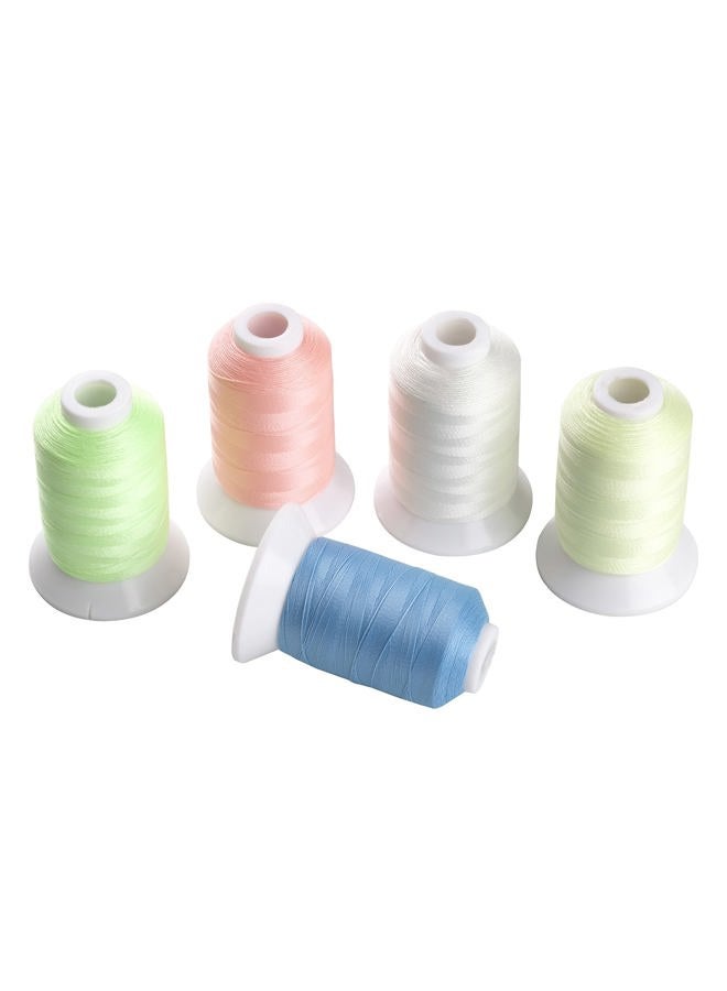 simthread 5 Spools Polyester Glow In The Dark Embroidery Thread Home Embroidery And Sew... - Image 1