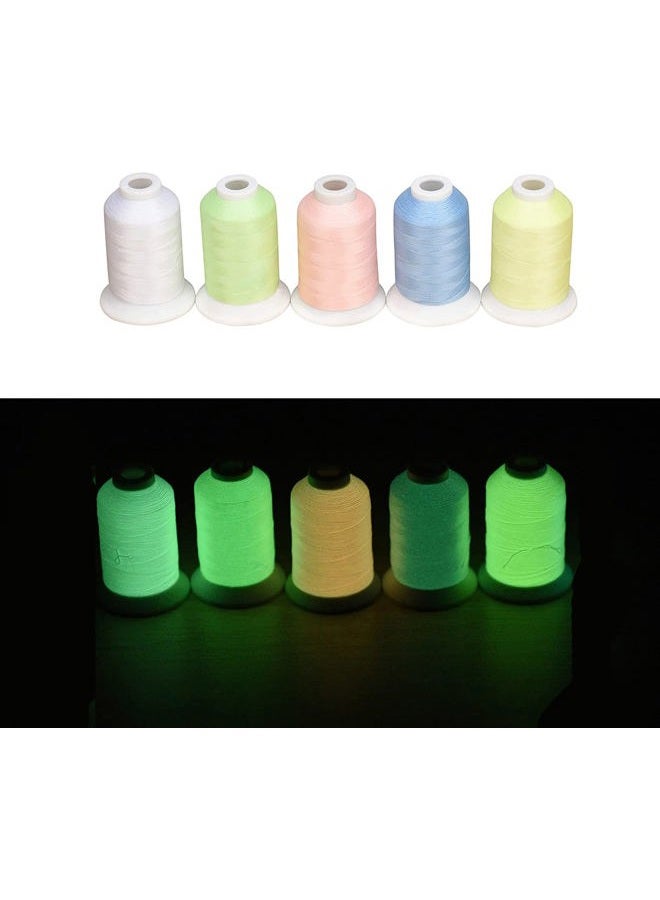 simthread 5 Spools Polyester Glow In The Dark Embroidery Thread Home Embroidery And Sew... - Image 2
