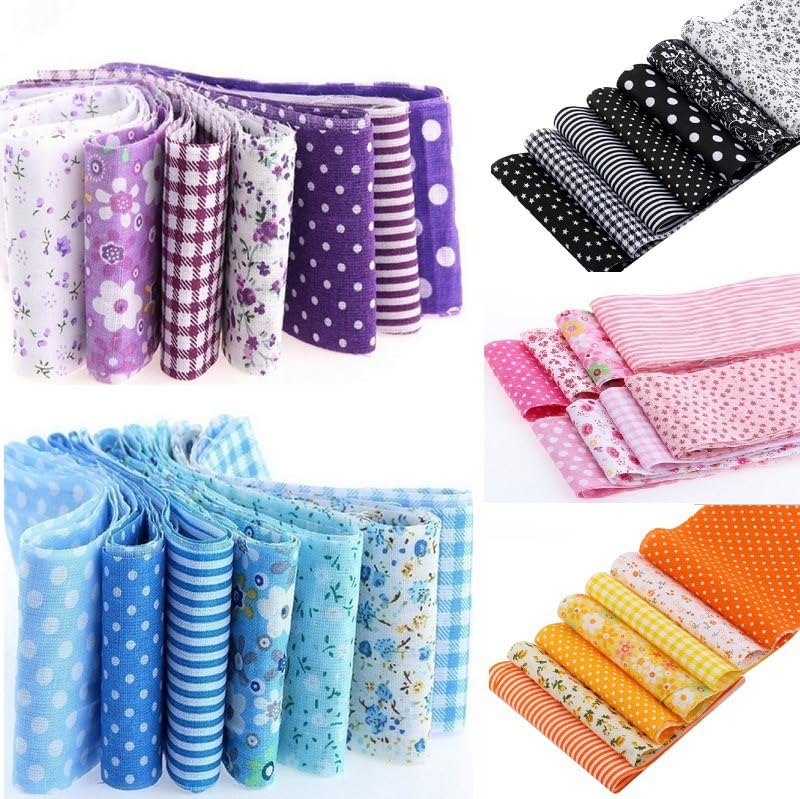 YSSZAM 7Pcs Top Pink Cotton Craft Fabric Bundle Squares Patchwork DIY Sewing Scrapbooking Quilting Floral Dot Pattern Craft and Hobby Fabric 10" x 10" (25cm x 25cm) - Image 5