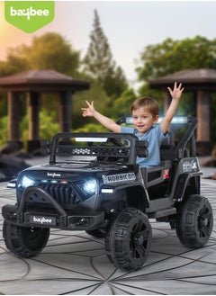 BAYBEE Turbo Battery Operated Jeep for Kids Rechargeable Battery Car for Kids with Music Led Light Ride On Kids Car Jeep Racing Baby Big Car Electric Car for Kids Childrens Boy Girl Black  - Image 2