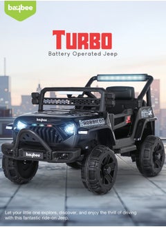 BAYBEE Turbo Battery Operated Jeep for Kids Rechargeable Battery Car for Kids with Music Led Light Ride On Kids Car Jeep Racing Baby Big Car Electric Car for Kids Childrens Boy Girl Black  - Image 3