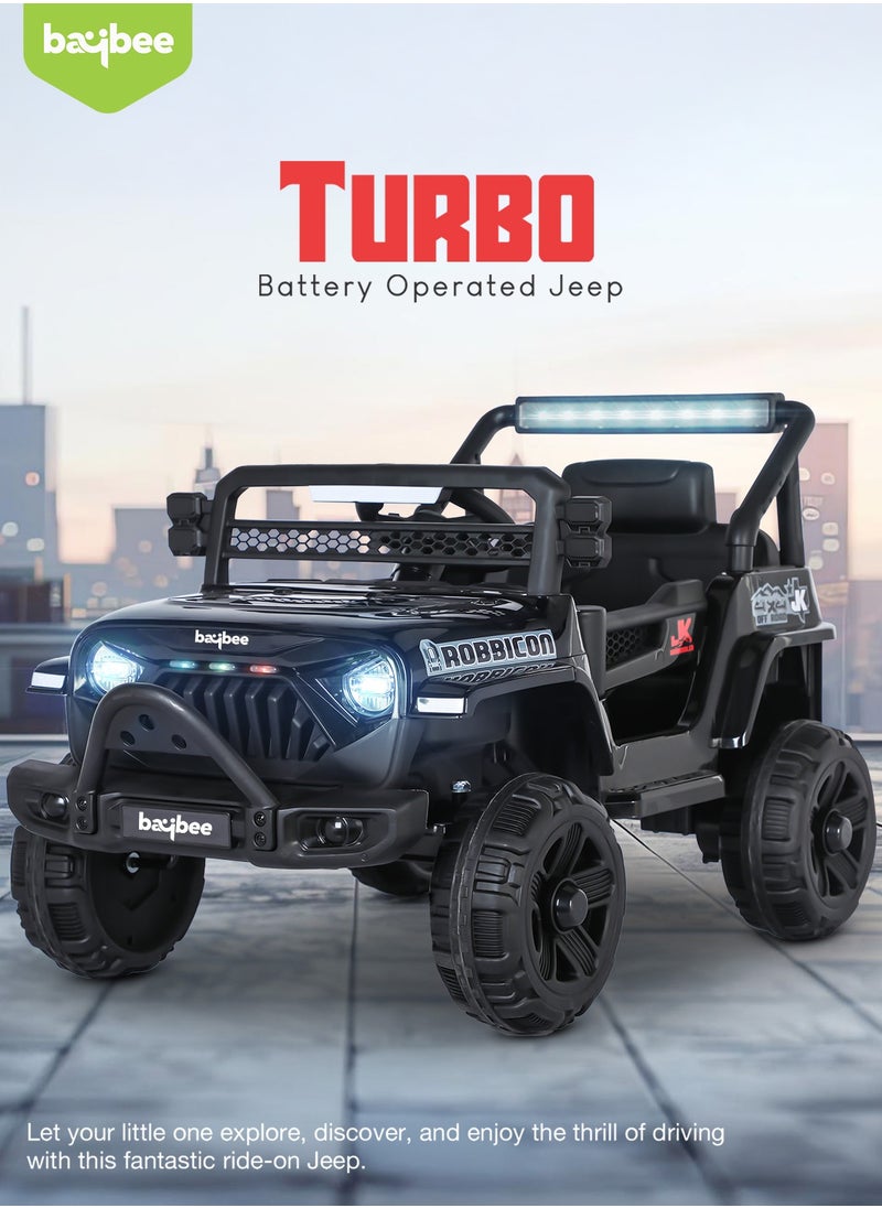 BAYBEE Turbo Battery Operated Jeep for Kids Rechargeable Battery Car for Kids with Music Led Light Ride On Kids Car Jeep Racing Baby Big Car Electric Car for Kids Childrens Boy Girl Black  - Image 3