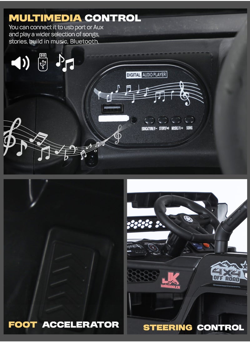 BAYBEE Turbo Battery Operated Jeep for Kids Rechargeable Battery Car for Kids with Music Led Light Ride On Kids Car Jeep Racing Baby Big Car Electric Car for Kids Childrens Boy Girl Black  - Image 4