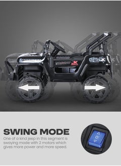 BAYBEE Turbo Battery Operated Jeep for Kids Rechargeable Battery Car for Kids with Music Led Light Ride On Kids Car Jeep Racing Baby Big Car Electric Car for Kids Childrens Boy Girl Black  - Image 5
