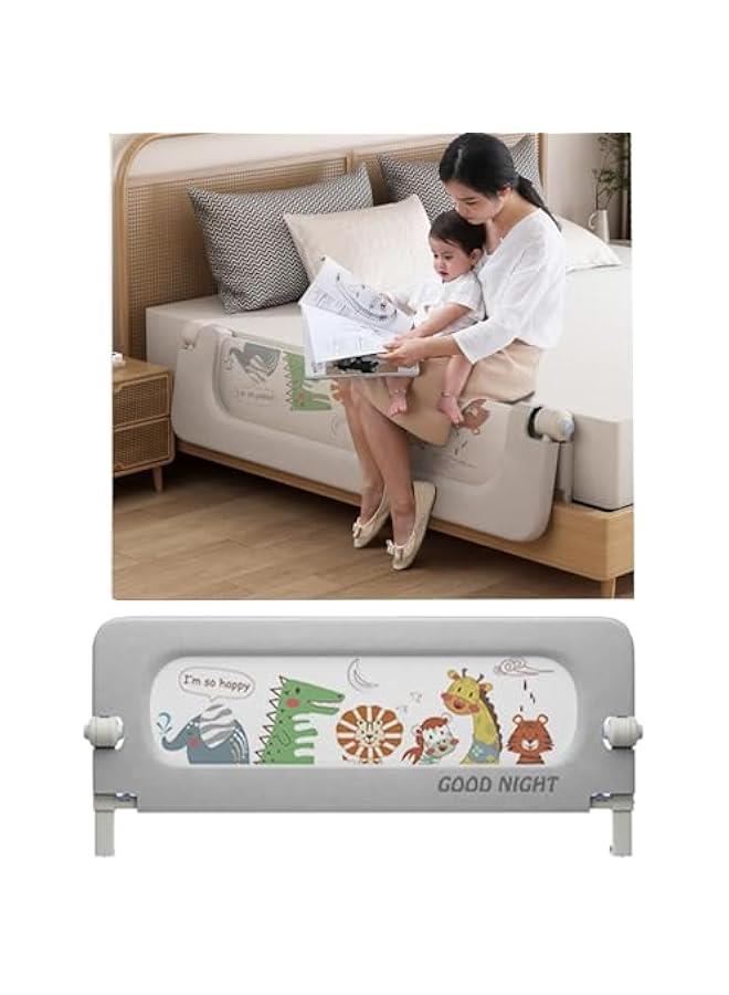 بيوينتي حاجز سرير قابل للطي للاطفال الصغار، حاجز حماية لسرير الرضع، سياج حماية لسرير الاطفال المتارجح، حاجز حماية لسياج السرير، حاجز امان جانبي للسرير مزدوج وكينج، سرير كامل الحجم، قاعدة على شكل حرف U، جانب - Image 1