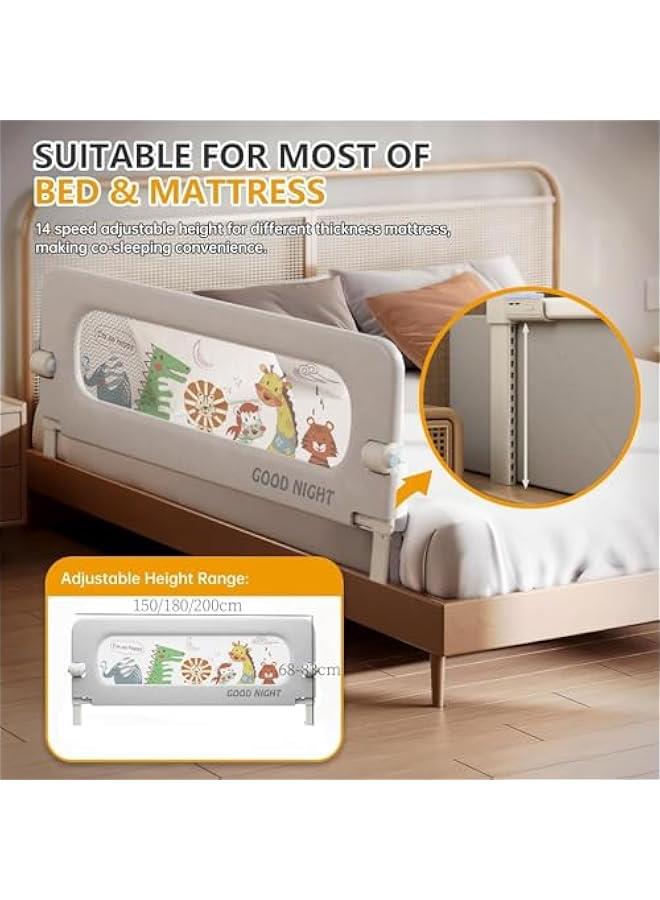 بيوينتي حاجز سرير قابل للطي للاطفال الصغار، حاجز حماية لسرير الرضع، سياج حماية لسرير الاطفال المتارجح، حاجز حماية لسياج السرير، حاجز امان جانبي للسرير مزدوج وكينج، سرير كامل الحجم، قاعدة على شكل حرف U، جانب - Image 2