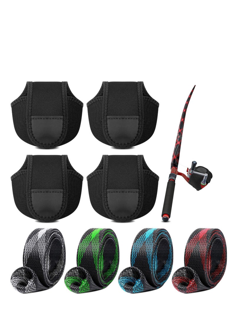 Y&D Fishing Rod Sleeves and Reel Bags, 8 Pack Sock & Pouch, Braided Mesh Protector Pole Gloves Tools, Cover Protective Case for Sea Rod, Bait Casting - Image 1