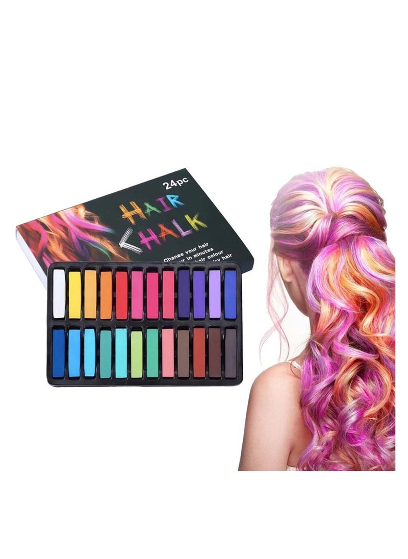 Y&D Hair Chalk Temporary Dye Color Washable Safe for Kids And Teen Great Birthday Gifts Girls Boys 24 Bright Colors  - Image 1