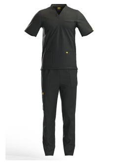 Doctor Scrub Comfortable Black Lycra fabric with many pockets is meticulously crafted to retain its color without fading with repeated washing  - Image 2
