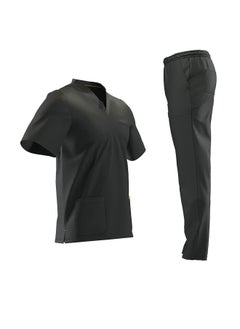 Doctor Scrub Comfortable Black Lycra fabric with many pockets is meticulously crafted to retain its color without fading with repeated washing  - Image 1