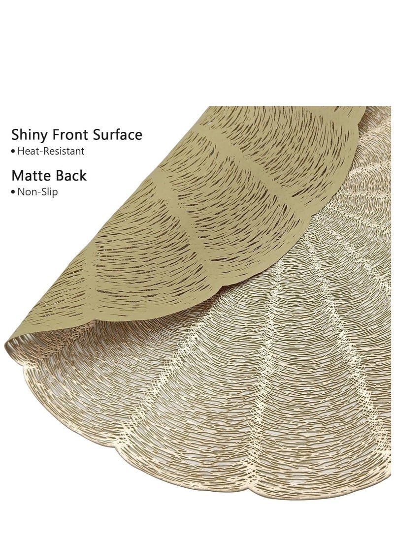 KASTWAVE طقم مفارش طاولة من 6، مفارش دائرية ذهبية من الفينيل 15'' سهلة التنظيف، غير قابلة للانزلاق، مقاومة للحرارة لمائدة الطعام، زفاف، حفلة، مهرجان - Image 5