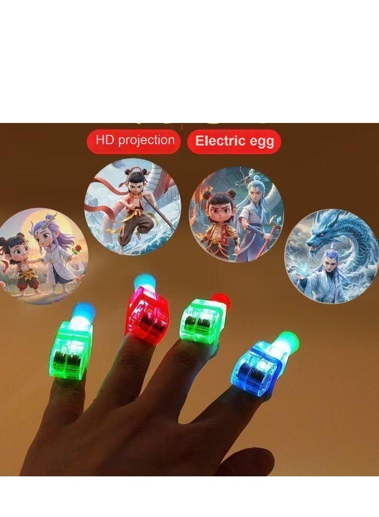 LED Projection Finger Lights | Fun Cartoon Hand Lamp for Kids | Glow-in-the-Dark Toy | Interactive Finger Ring Light with Cute Projection | Safe & Comfortable Design | 10PCS Pack - Image 4