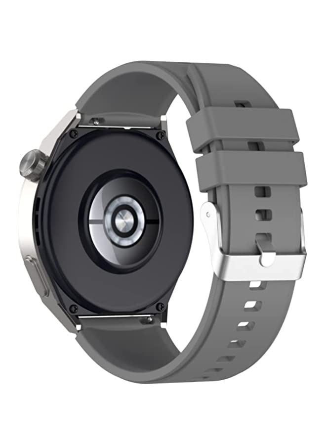 Band For Huawei Watch GT3 46mm 22mm Protruding Head Silicone Strap Silver Buckle (Gray) - Image 2