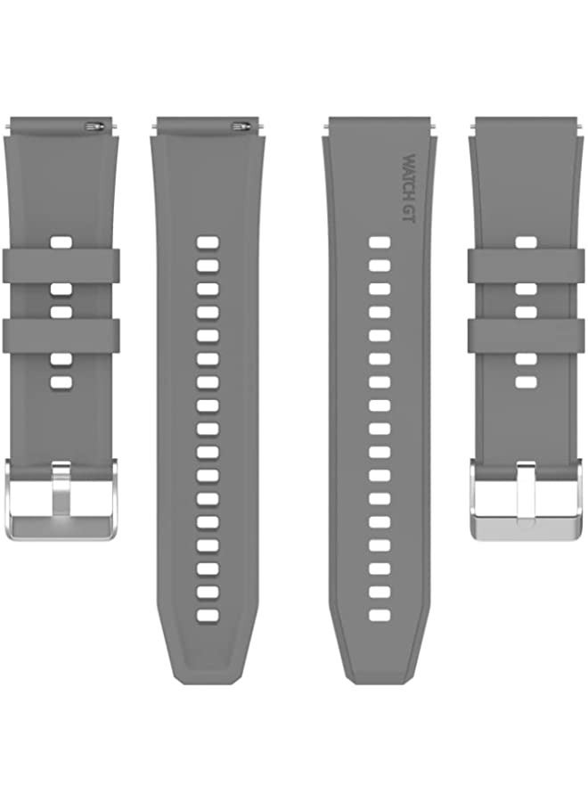 Band For Huawei Watch GT3 46mm 22mm Protruding Head Silicone Strap Silver Buckle (Gray) - Image 4