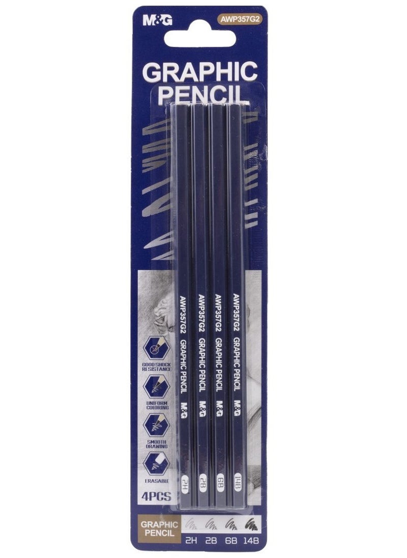 M&G M&G Set of 4 Graphic Pencils (2H-2B-6B-14B) No: AWP357G2  - Image 1