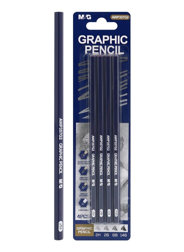 M&G M&G Set of 4 Graphic Pencils (2H-2B-6B-14B) No: AWP357G2  - Image 2