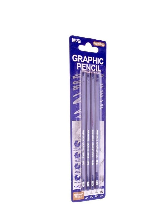M&G M&G Set of 4 Graphic Pencils (2H-2B-6B-14B) No: AWP357G2  - Image 3