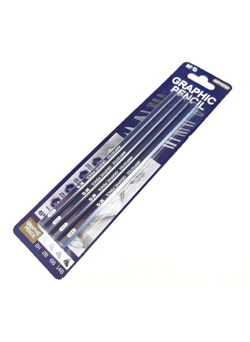 M&G M&G Set of 4 Graphic Pencils (2H-2B-6B-14B) No: AWP357G2  - Image 4