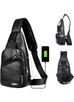 Men's Leather Crossbody Bag Anti-theft Chest Bag Multifunctional