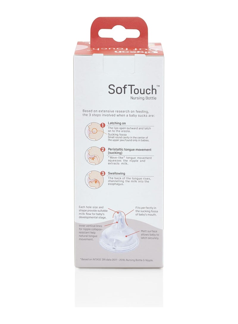 pigeon Pigeon SofTouch Peristaltic Plus Wide Neck Plastic Nursing Bottle – BPA & BPS Free, 100% Silicone Nipple, 160ml  - Image 2