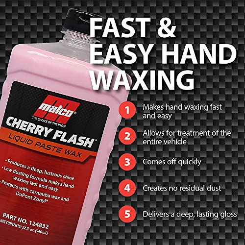 Malco Cherry Flash Automotive Liquid Paste Wax – Protect & Shine Your Vehicle/Easiest Way to Hand Wax Your Car/Lasting Gloss & Protection For Cars, Trucks, Boats, and Motorcycles / 64 Oz. (124864) - Image 4