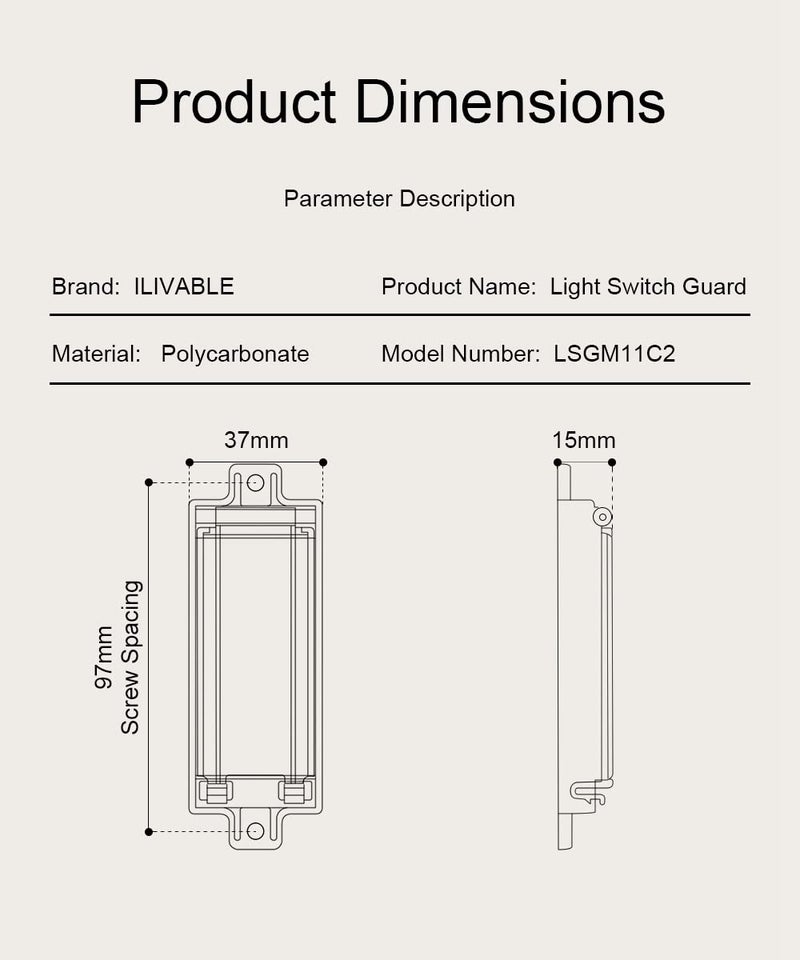 ILIVABLE Light Switch Guard, Child Proof Rocker Switch Plate Cover Prevents Kids or Accidental Turned On/Off Switch While Allowing Access (Clear, 1 Pack) - Image 3