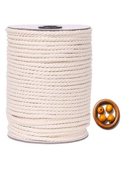 OKDEAL OKDEAL 5mm 100 metre Cotton CordRope for Craft WorkPlant Hanger Ropes 3 Strandply OffWhite 