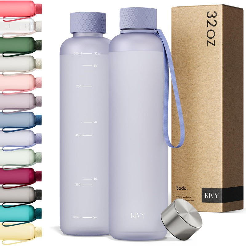 KIVY Slim Water Bottle 32oz [Lightweight & Shatterproof] - Reusable Tritan Water Bottle - Leak Proof Water Bottle for Women & Men - No Spill Drinking Bottle - Dishwasher Safe - BPA Free - Image 1